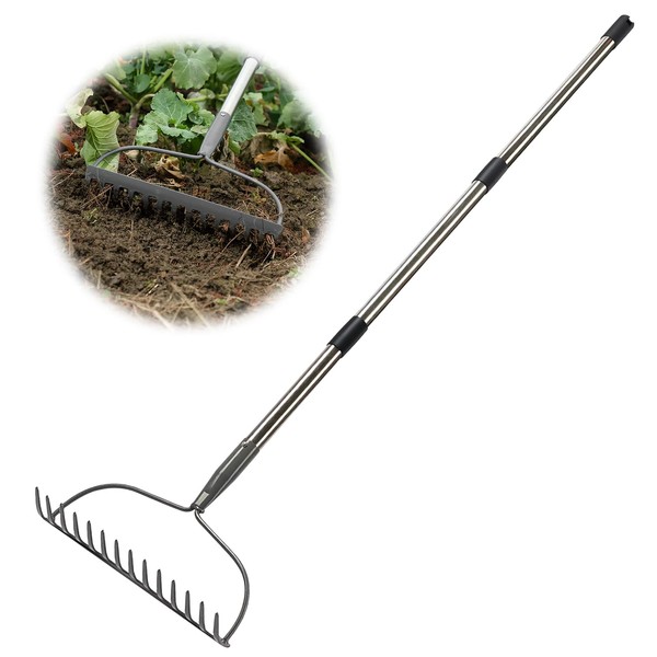 Garden Rake, 6 FT Bow Rakes for Lawns Heavy Duty,