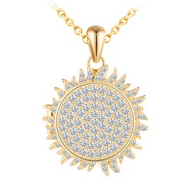 Yumilok Chain Necklace for women sun Sunshine Open Photo Picture Rund Zirconia Locket Necklace 925 Sterling Silver gold