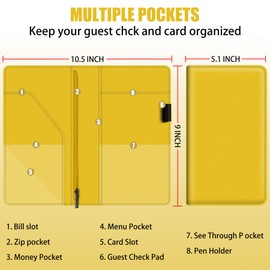 bvya BVYA Server Book for Waitress, 5x9 Inch Server Book with Zipper Pocket, Solid Candy Sweet Leather Server Wallet Organizer Fit Waitress Apron