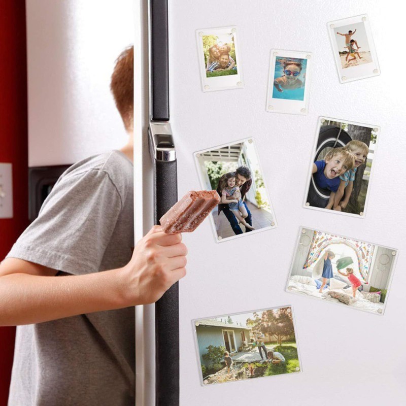 12 Piece Acrylic Fridge Magnetic Frame， Mini Double Sided Refrigerator