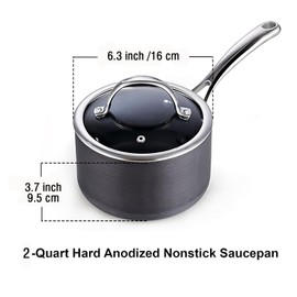 Cooks Standard 2-Quart Hard Anodized Nonstick Saucepan with Lid, Black