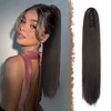 FESHFEN Long Ponytail Hairpiece - Straight Dark Brown Braid Extensions