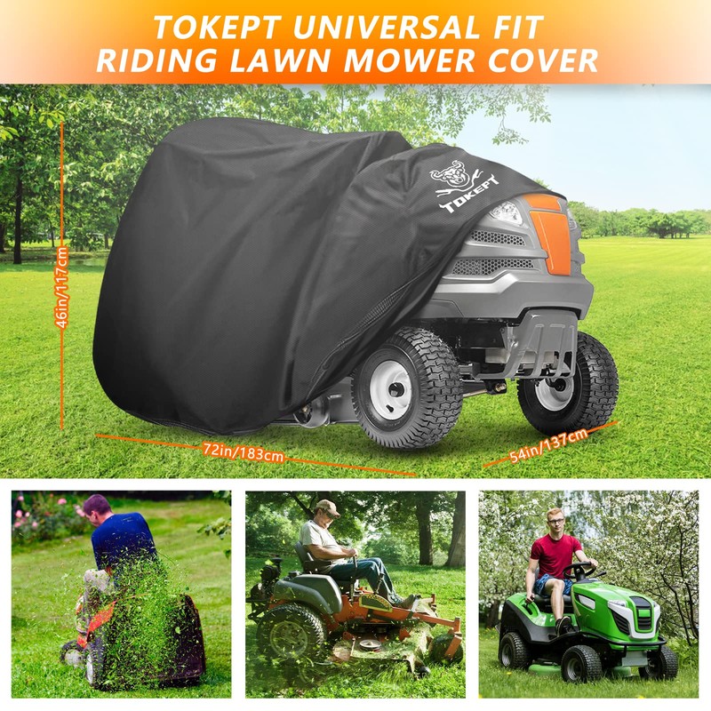 Tokept Lawn Mower Cover, Heavy Duty Waterproof Tractor Cover with