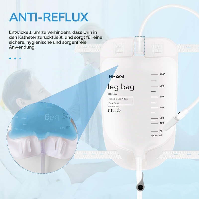Heagimed Pack of 10 Urine Bags, 1000 ml Urine Bag
