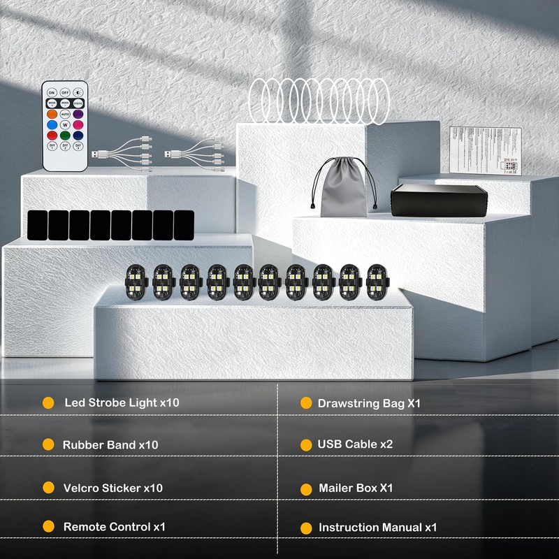 UBAPEV Upgraded 10PCS Wireless LED Strobe Lights with Remote Control