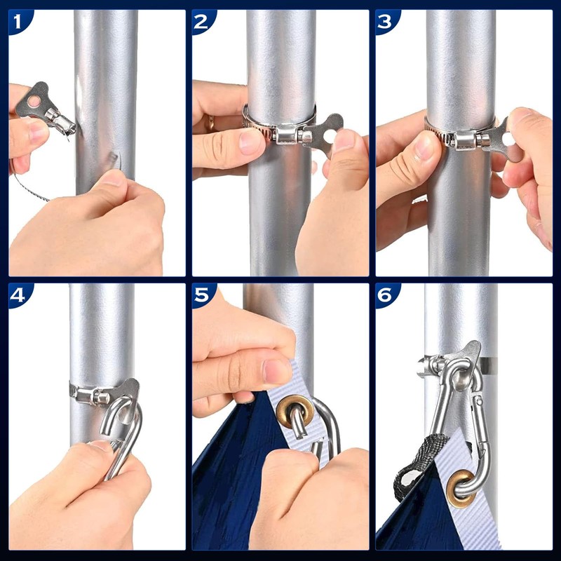 FRF FLAG 4 Pack Stainless Steel Flagpole Clip Kit with