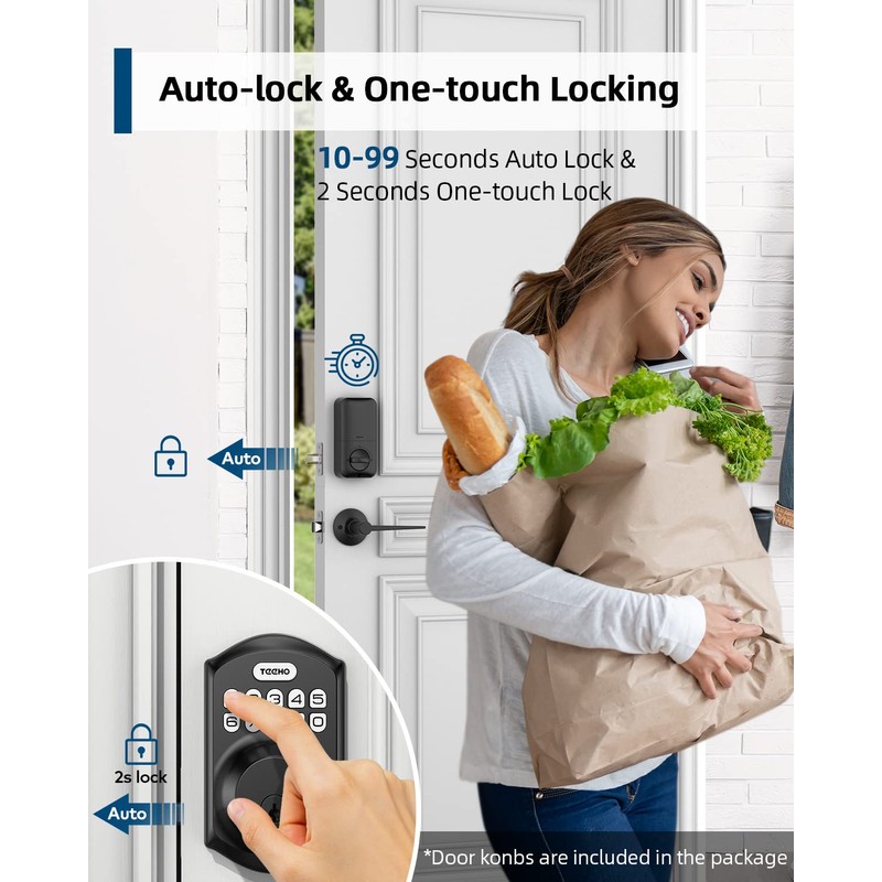 TEEHO TE001L Keyless Entry Door Lock with 2 Handles -