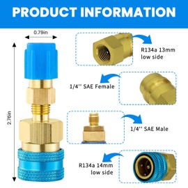 Ongfuwu 2PCS R1234yf Quick Couplers Kit, R1234YF to R134A Quick Conversion Kit, High/Low Side Quick Coupler Adapter for R1234yf Car Air Conditioning System Evacuation Recharging