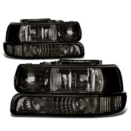 Compatible with Chevy Tahoe/Suburban GMT800 Pair of Clear Corner Headlight+Bumper+3rd Brake Light (Smoke Lens)