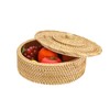 IGNPION Rattan Storage Basket with lid Table Decorative Wicker Storage
