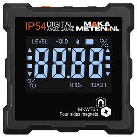 MAKA Digital Inclinometer, Accuracy from 0.1° to 0.2°, Magnets on All Sides, Bright LCD Display, 4 x 90° Inclinometer, Protractor