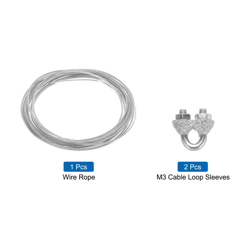 sourcing map 2mm (1/16 inch) Clear Vinyl Coated Wire Rope,