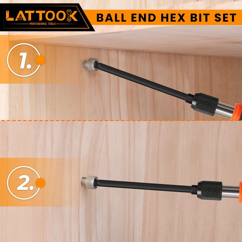 Ball End Hex Head Allen Wrench Drill Bit Set, LATTOOK