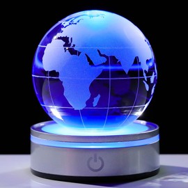 Kertari 3D Universe K9 Crystal Ball, Earth Model, Birthday Gift, Popular for Men and Women, Interior, Stylish, Healing Goods, Crystal Ball, LED Light Base, Indirect Lighting, Atmosphere Creation,