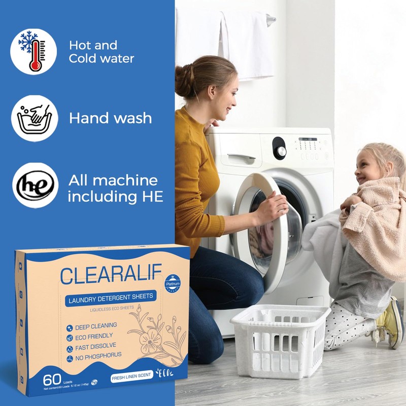 CROS 360 Loads Laundry Detergent Sheets Linen Scent, for Travel,