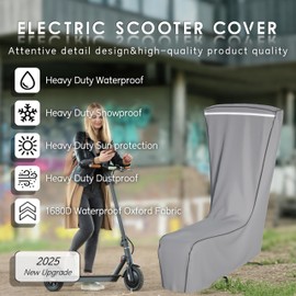 Electric Scooter Cover,1680D Heavy Duty Waterproof and Dustproof Oxford Cloth, UV Resistant & Anti-Scratch, Includes Storage Pouch,A Better Fitting Electric Scooter Cover (54x8x52)