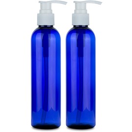BRIGHTFROM Botellas vacías de bomba de loción, contenedores de plástico recargables sin BPA, PETE1 azul cobalto, ideal para jabón, champú, lociones, jabón corporal líquido, cremas y aceite de masaje (paquete de 2)
