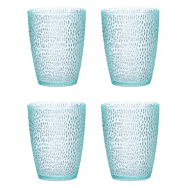 sourcing map 10oz Acrylic Drinking Glasses, 4Pcs Plastic Reusable Tumblers Drinkware Unbreakable Water Glasses Cups Stackable & Dishwasher Safe for Home Outdoors Restaurant, Light Blue
