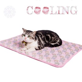 SEIS Dog Ice Pad Ice Silk Cats Kennel Mat Pet Cooling Pad Summer Cool Bamboo Mat Breathable Pad (Pink, S