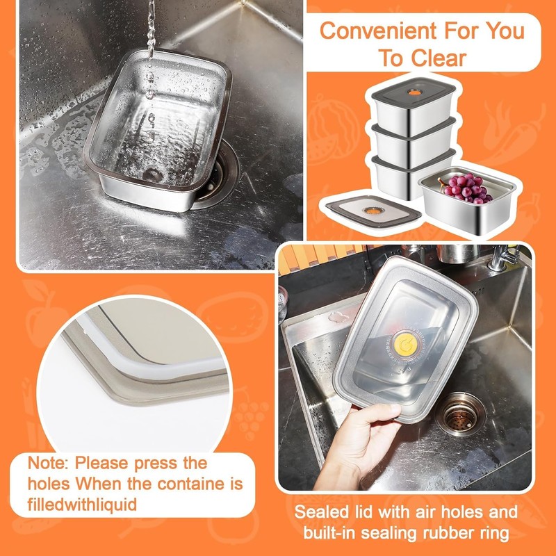 KisSealed 10 Pack Stainless Steel Food Storage Containers with Lids