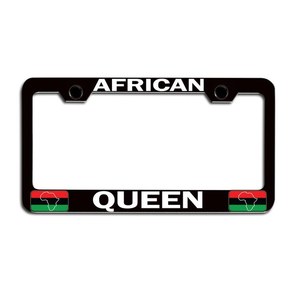 Makoroni - African Queen Africa Afro American Bl Steel License Plate Frame, License Tag Holder