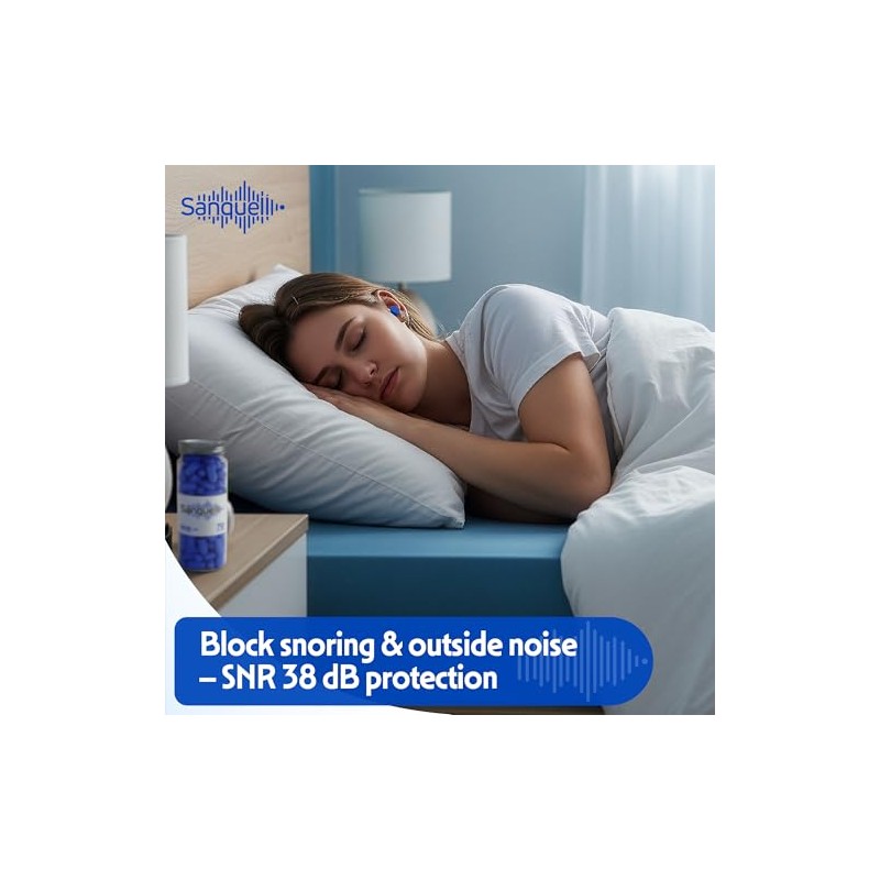 Sanquell Soft Disposable Foam Ear Plugs, 70 Pairs, SNR 38