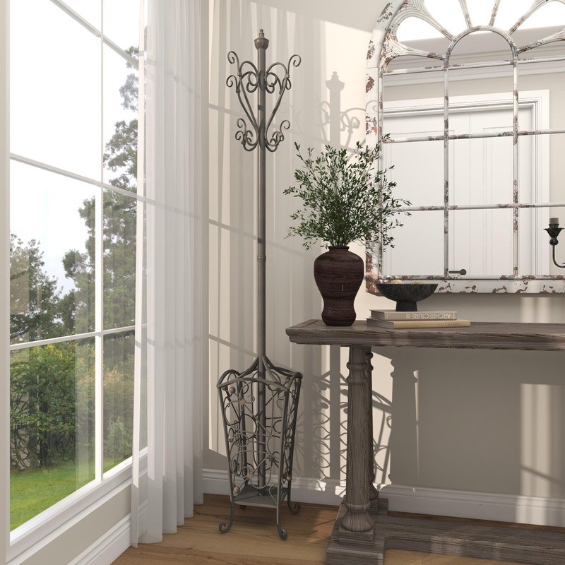 Deco 79 Metal Coat Rack Vintage Style with Scroll Designs,