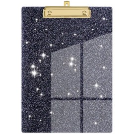 Piasoenc Acrylic Clipboards, Fashion Glitter Clipboard, Stardard Letter Size Clip Board, A4 Size 12.5" x 9", Cute Confetti Clipboards for Women, Rose Gold Desk Office Supplies and Accessories