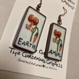 14 Carrot Designs NWT Garden Earth Angel Pierced Earrings '14 Carrot Designs' Hand Painted Flower