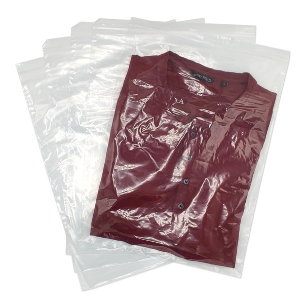 30 x 40 Transparent Press Lock Garment Bags Ideal for Travel and Season Change for T-Shirts, T-shirts, Sweaters, Dresses, Clothes / 12 Plastic Bags