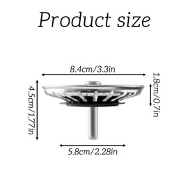 Tabanzhe Kitchen Sink Strainer Plug-Stainless Steel Sink Drainer Replacement Drain Stopper Waste Filter for Kitchen Bathroom Food Hair Catcher(Diameter 84mm)