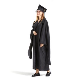 GRADWYSE Master Cap and Gown with 2024 Year Charm Master Degree Unisex Black (48 (Fit 5'3"~5'5"))