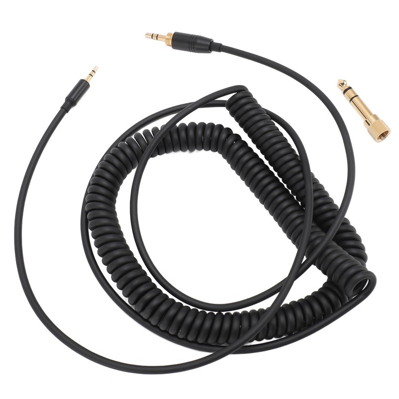 Coiled Headphone Cable Gold Plated Connector Replacement Headset Sound Cord