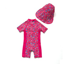 BONVERANO Infant Girl's UPF 50+ Sun Protection S/S One Piece Zip Sun Suit£¨Rosy 6-9mos£©