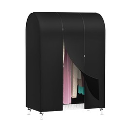 Zilink 43" Garment Rack Cover Dustproof Breathable Clothes Rack Cover Large Garment Bags Protector Cothing Rack with Cover with 2 Durable Zippers for Garment Rack, Black, (Rack Not Included)