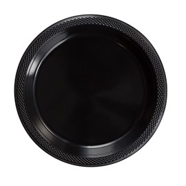 Exquisite 10 Inch. Black Plastic Plates - 50 Count - Round Solid Color Disposable Plates - Black Dinner Party Plates For All Occasions - Black Plastic Party Plates For Parties