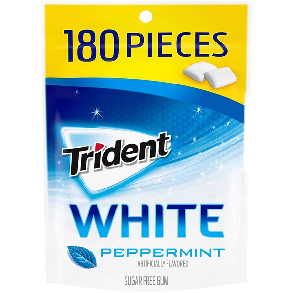 Trident White Peppermint Sugar Free Gum, Value Pack, 180 Pieces
