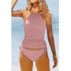 Beachsissi Women's Two-Piece Swimsuits, Padded, Side Drawstring, Swimwear, Halterneck, Leopard