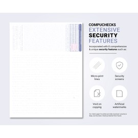 250 High Security Blank Check Stock - Checks on Top Compatible with QuickBooks, Quicken - Paper Weight # 70 Light Blue Art Deco
