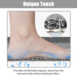 Shower Mat Non Slip Anti Mould Bathroom Bath Mat for Inside Bath, Soft PVC Loofah Shower Mat for Inside Shower with Excellent Permeability, Dirt-resistant, Cuttable (Black & White Lines, 60 x 40 cm)