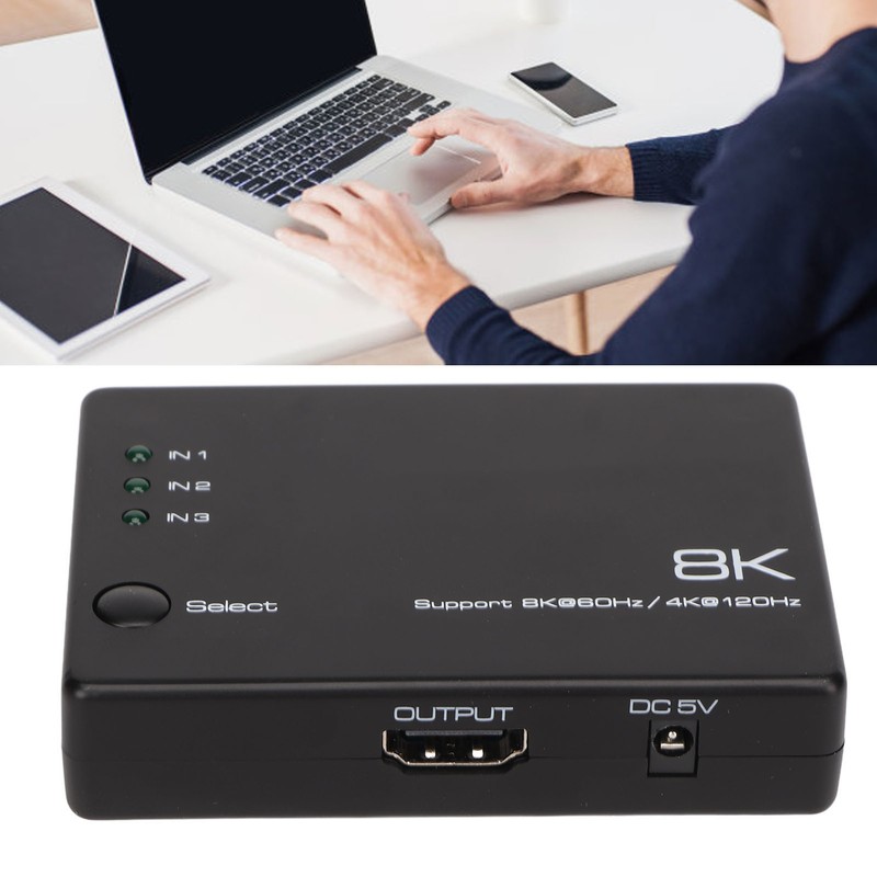 8K HD Switcher 3 In 1 Out 40Gbps Fast Stable
