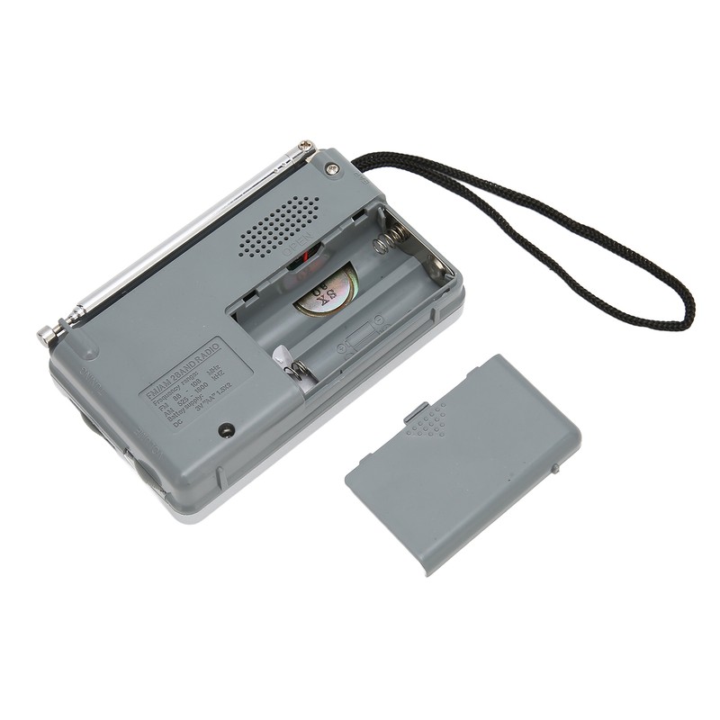 Portable Pocket Radio AM/FM Classic Elegant Design Silver Grey Battery