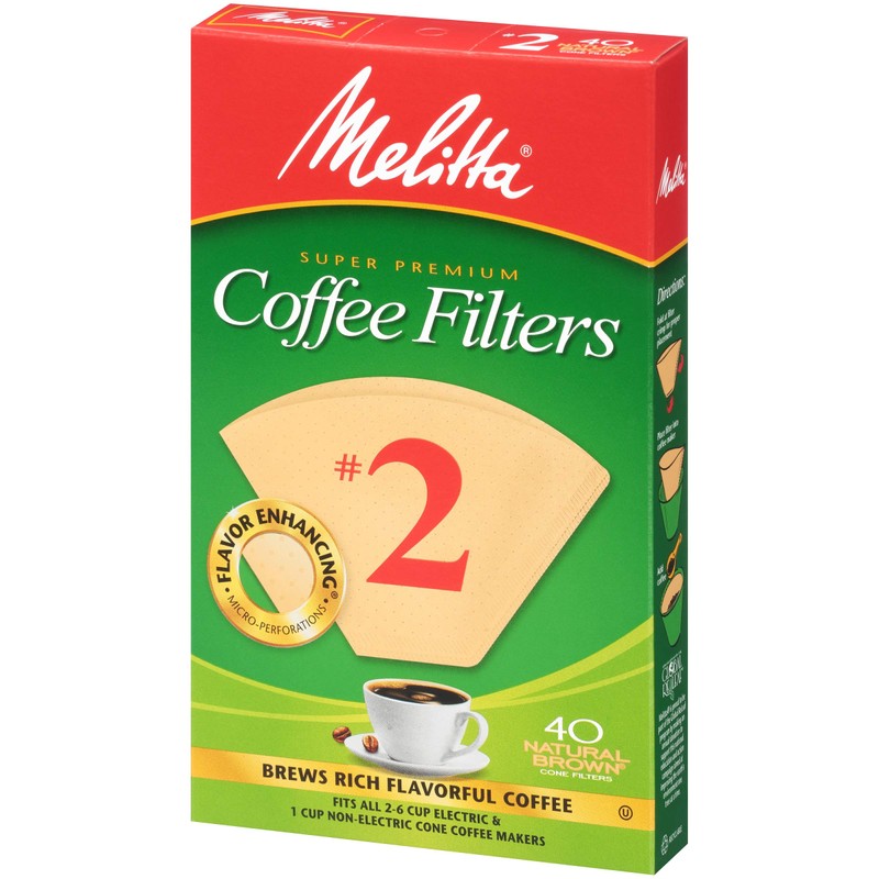 Melitta 612412 #2 Natural Brown Cone Coffee Filters 40 Count