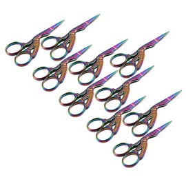 AAPROTOOLS Set of 10 Multi Titanium Color Rainbow Stork Sewing Embroidery Scissors 3.5" Bird Shape A+ Quality