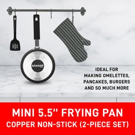 Bakken- Swiss BAKKENMASTER Bakken-Swiss 2-Piece Mini Nonstick Egg Pan & Omelet Pan C Egg Pan [5.5'] with Marble Coating Non-Stick, Skillet, Eco-Friendly Cfor Eggs Pancakes, for All Stoves - Non Toxic