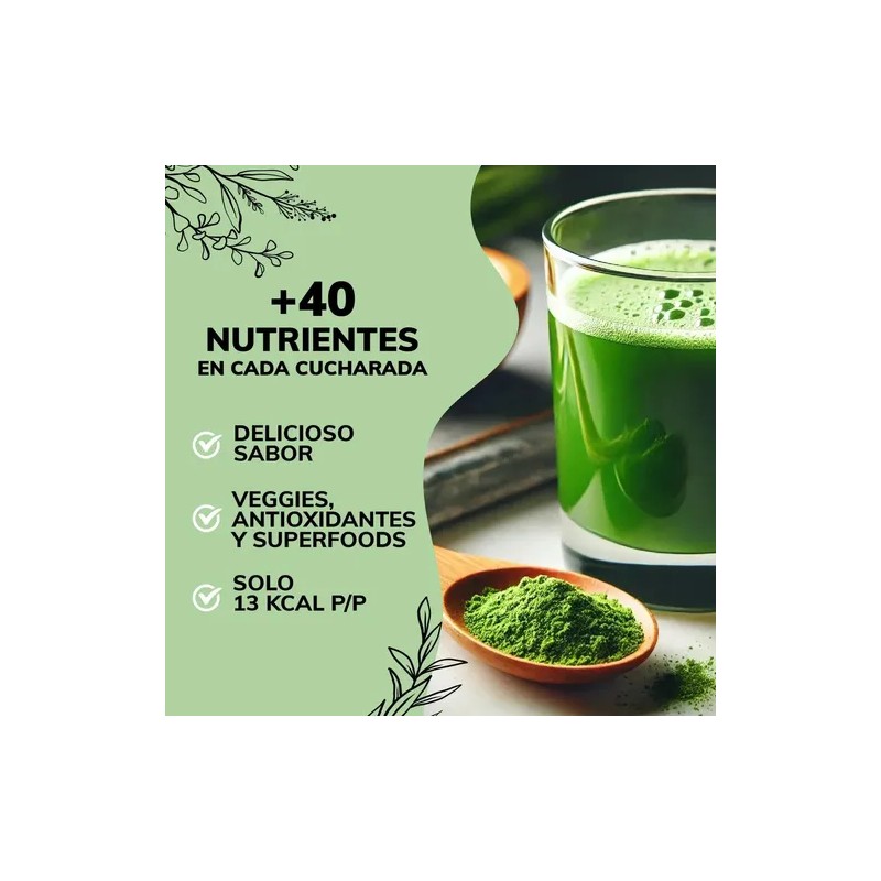 Green Mix Jugo Verde, Matcha, Espirulina, Té Verde, Espinaca, Clorofila,