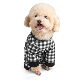 Etdane Dog Recovery Suit After Surgery, Surgical Onesies for Female Male Doggy Pet Vest Shirt Alternative Cone E-Collar Black White Plaid Large