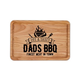 Dads BBQ Finest Meat in Town Wooden Chopping Board, Fathers Day Barbeque Accessory Gifts for Dad, Garden Party Birthday Gifts, Birthday Present for Dad