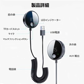 eppfun FM Transmitter & Bluetooth Car Receiver, Aux Compatible, USB Power Supply, Support Hands-Free Calling, Support TF Card, Music Playback for Car Speaker/Home Stereo