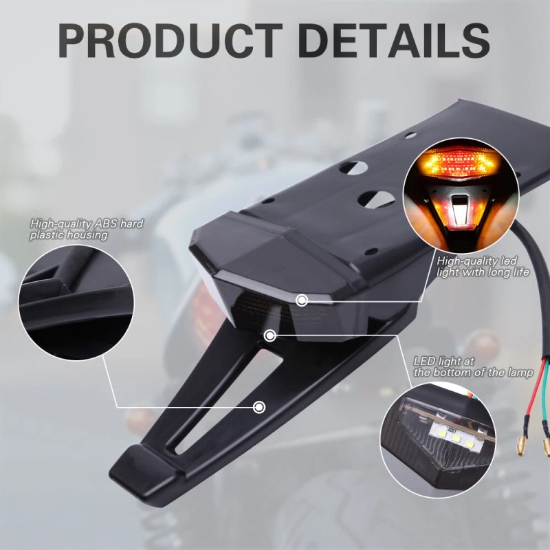 JMTBNO Universal Dirt Enduro Bike LED Rear Fender Brake Tail